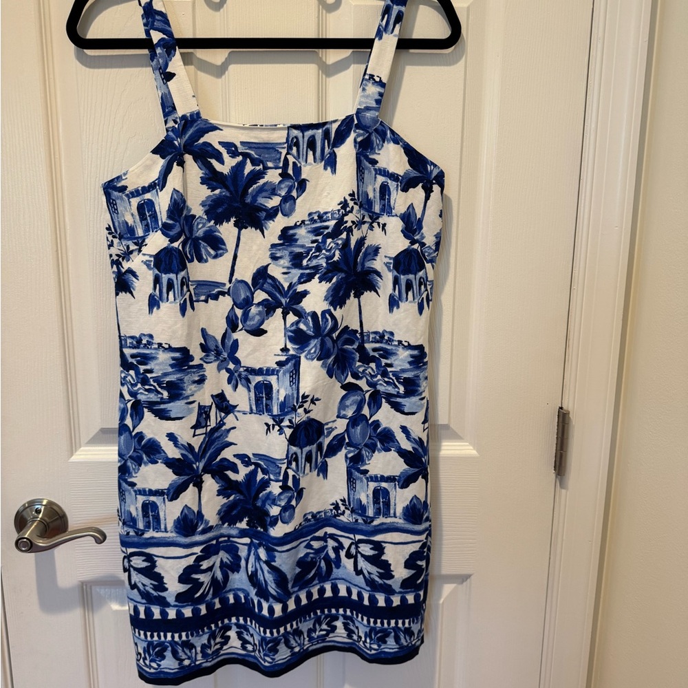 LOFT Navy and White Tropical Mini Dress